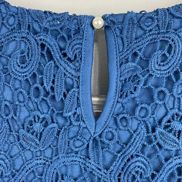 PHILOSOPHY Crochet Lace Pullover Top Shirt Denim Ocean Blue sz L NWT NEW - Picture 10 of 13